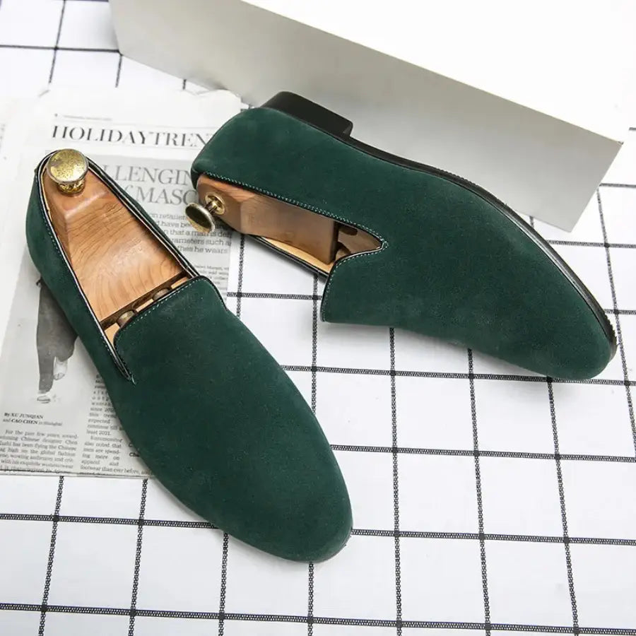 Suede Slip On Loafers - Green / 6.5