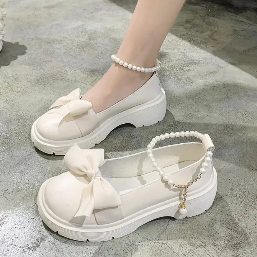 Thick Platform Lolita Sandals - Beige / 4