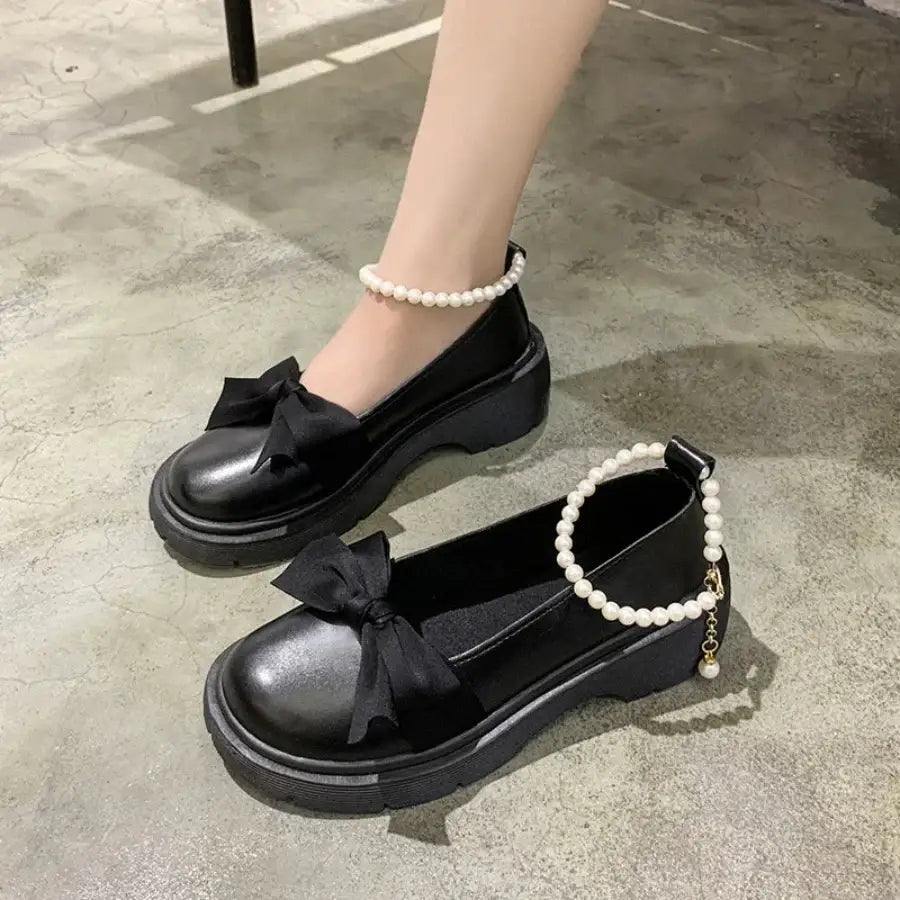 Thick Platform Lolita Sandals - Black / 4