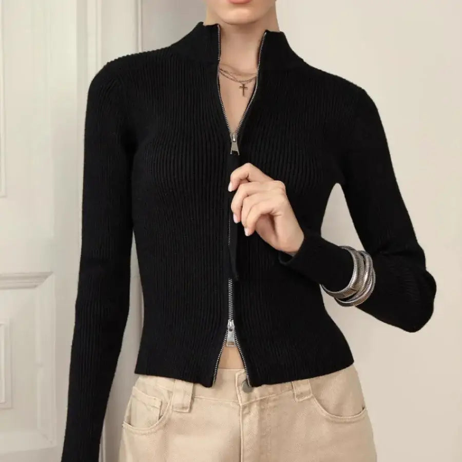 Turtleneck Double Zip Sweater