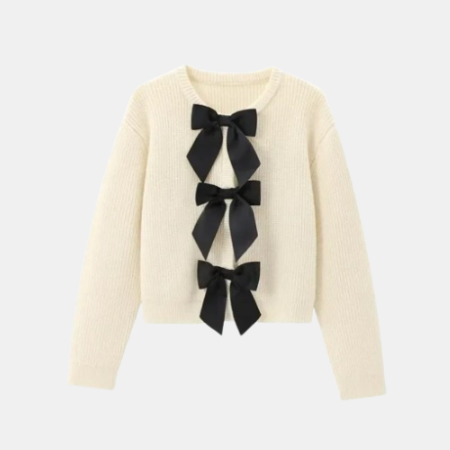 V neck bow sweater - S