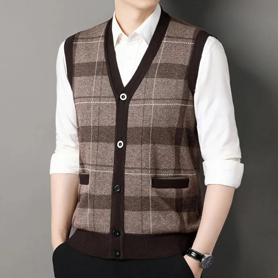 V neck cardigan - Brown / L