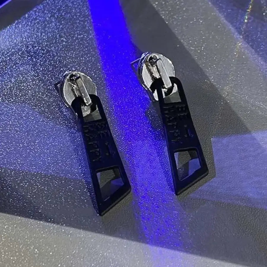 Zipper Earrings - Black
