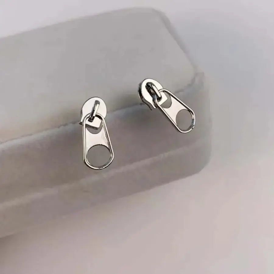 Zipper Earrings - Silver